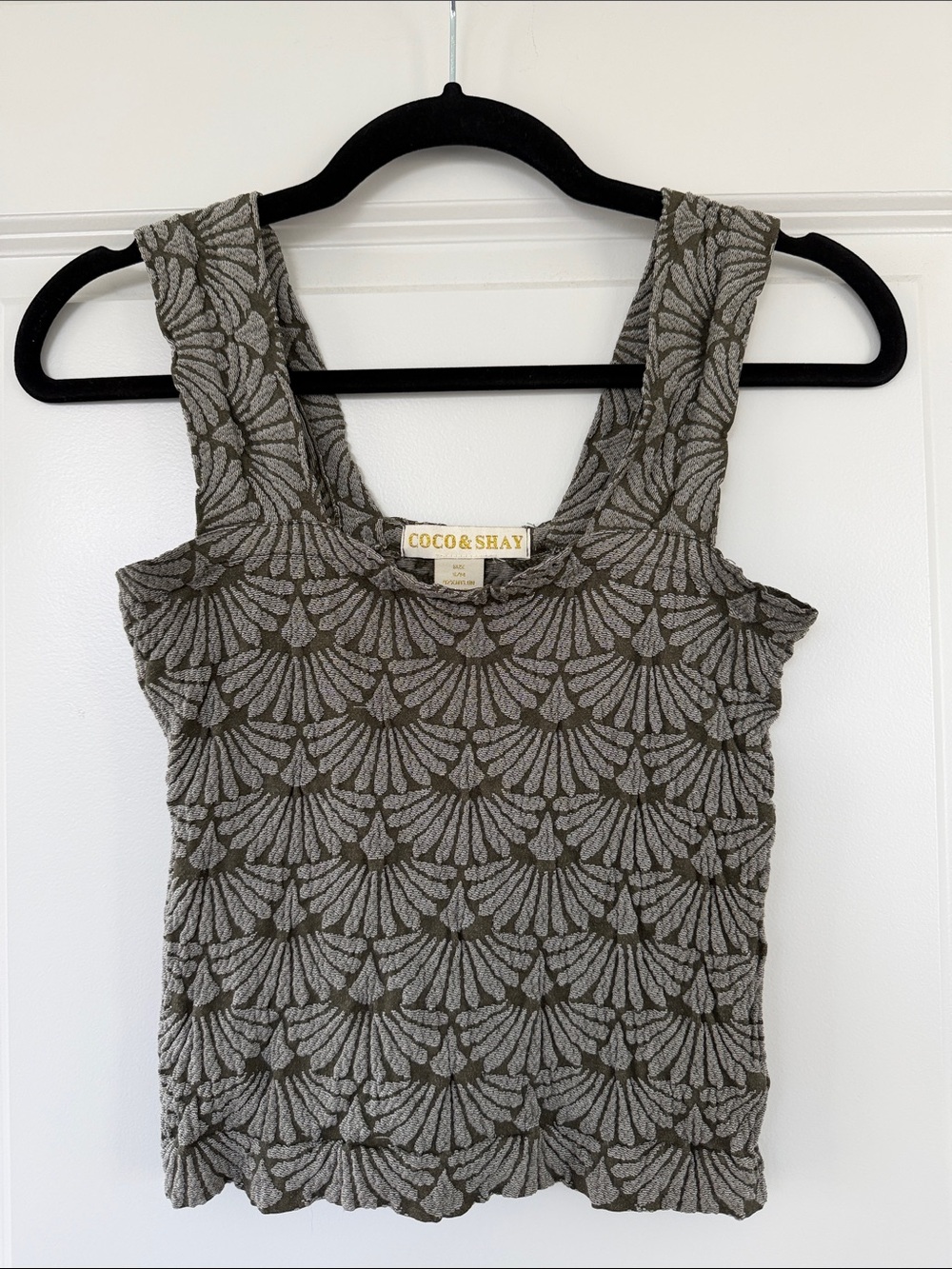 Coco & Shay Olive Green Textured Tank Top